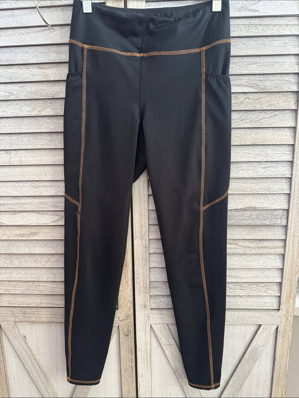 Riding Sport Athletic Leggings full grip with Contrast Brown Stitching size M